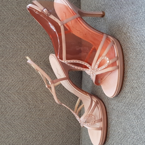 NIB Women's Light Pink Nina High Heel, Open Toe Dress Shoes, Rhinestones, Sz 7.5 - Picture 2 of 8